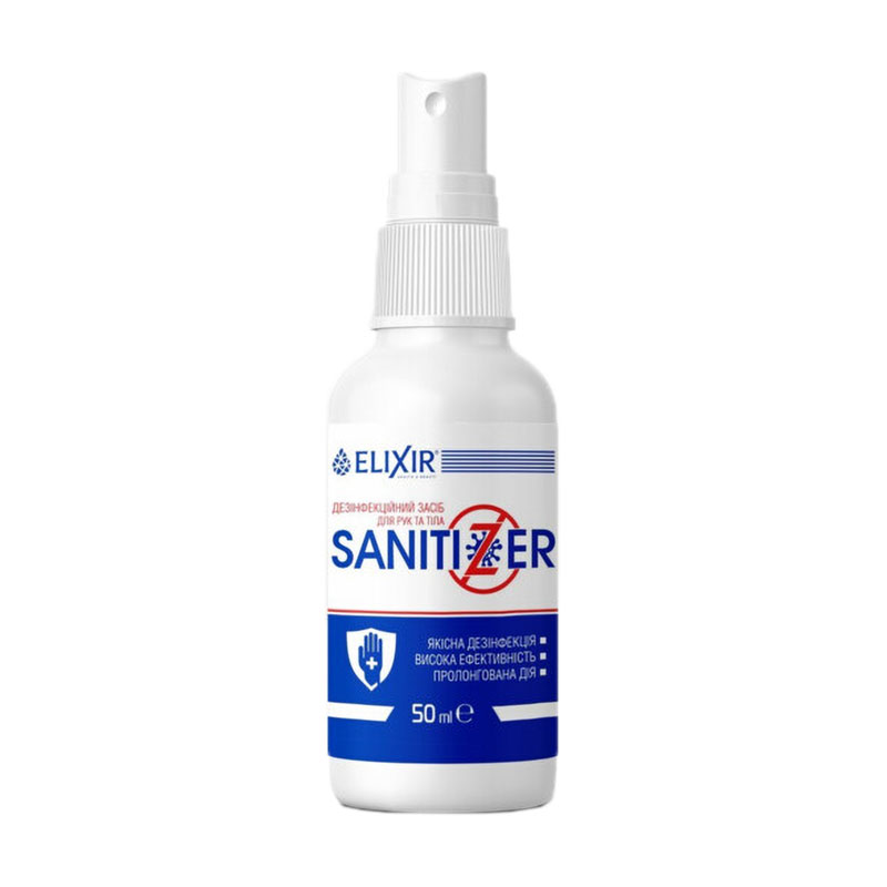 Санітайзер для рук Еліксір Sanitizer (етиловий спирт 78%), 50 мл